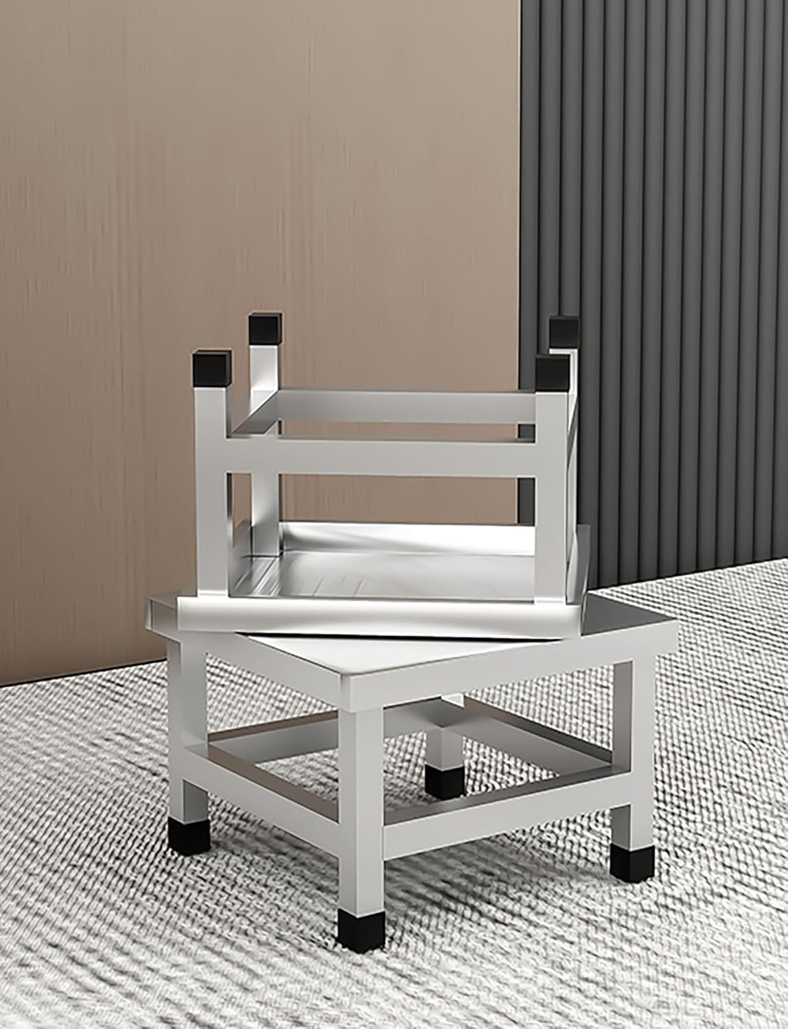 Stainless Steel Fridge Stand, Laundry Pedestal Washing Machine Tray Mat, Raised Shelf Base for Various Furniture and Household Appliances, No Assembly(H40cm/15.7in,50X50CM/19.6X19.6IN)