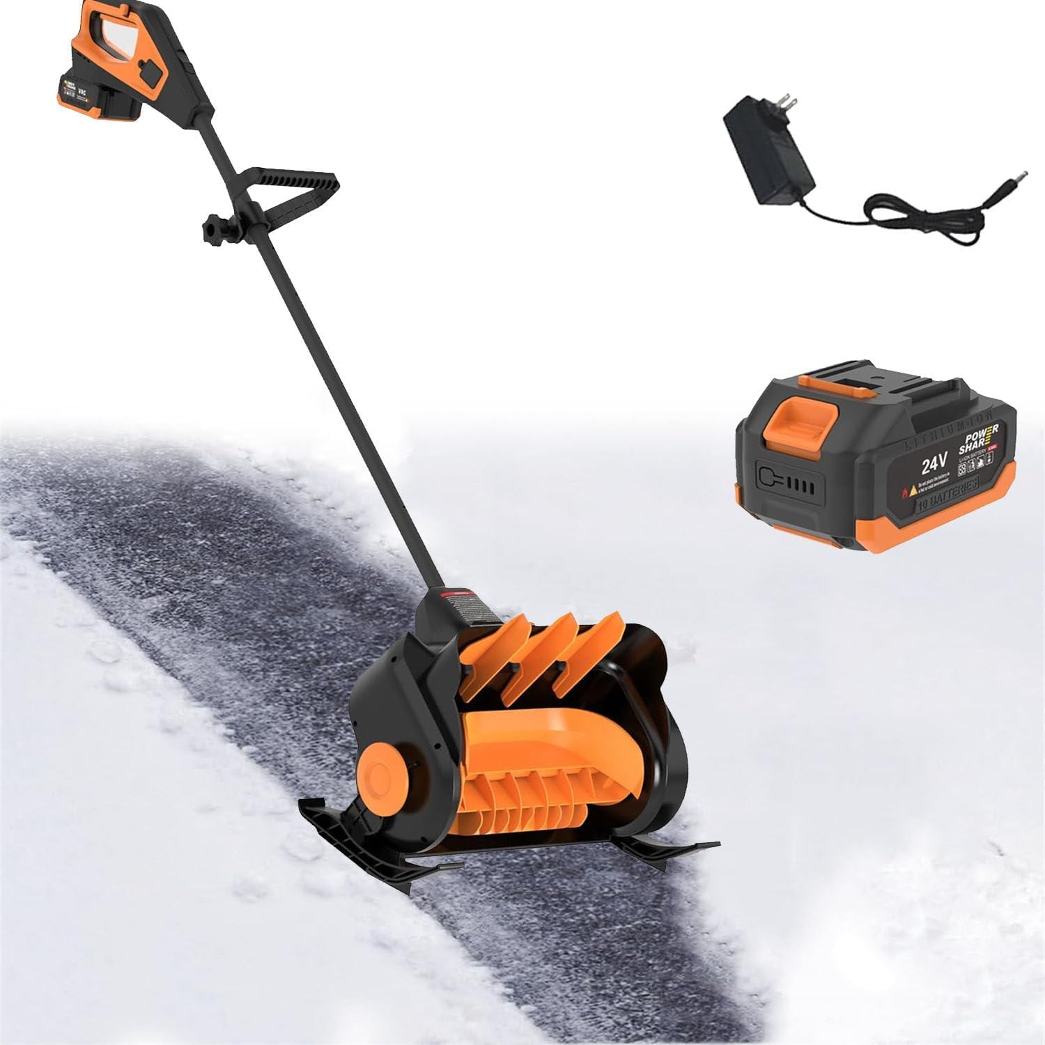 16 Inch Cordless Snow Shovel, Battery Powered Snow Blower with Directional Plate,Electric Snow Shovel with Adjustable Front Handle,for Driveway,1Battery