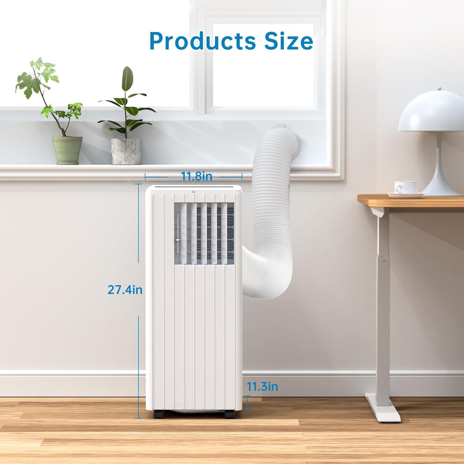 Portable Air Conditioner, 8000 BTU for Rooms Up to 350 Sq Ft. Smart Portable AC Unit with Follow Me Remote, 3 Modes Ac Unit Suitable for Bedroom, Living Room, Office