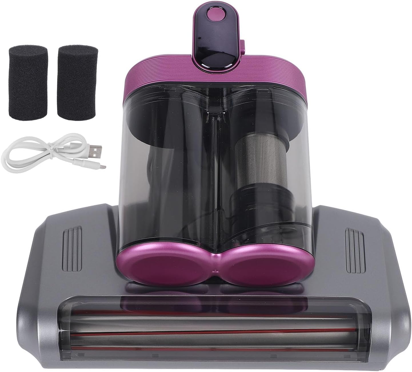 Bed Vacuum Cleaner, 13Kpa Handheld Mattress Vacuum Cleaner with 253.7nm Light and 520ml Large Dustbin, Large Suction Port, fit for Clean Up Dust and Pet Hair (Grayish Purple)