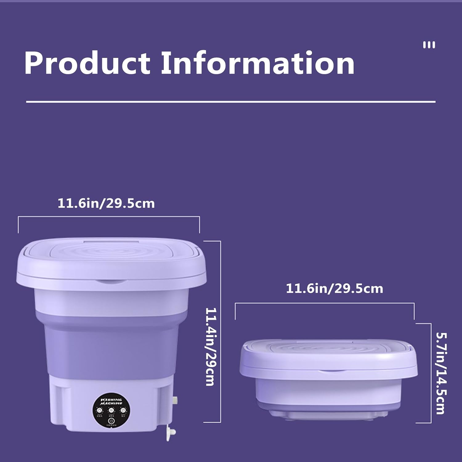 Portable Washing Machine,Mini Washer 8L Upgraded with Spin Basket,Small Clothes Folding Washing Machine of Underwear, Baby and Small Clothes,Suitable for Home Apartments Dormitories,Purple