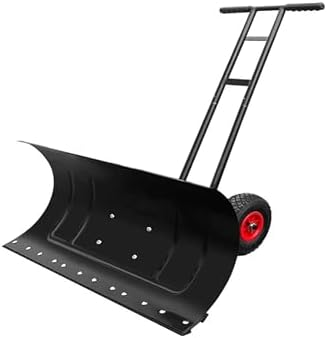 Heavy Duty Snow Shovel with Wheels for Driveway - Efficient Snow Pusher & Back Saver Snow Plow (100x43cm/39.3x17in) - Perfect for Winter Snow Removal
