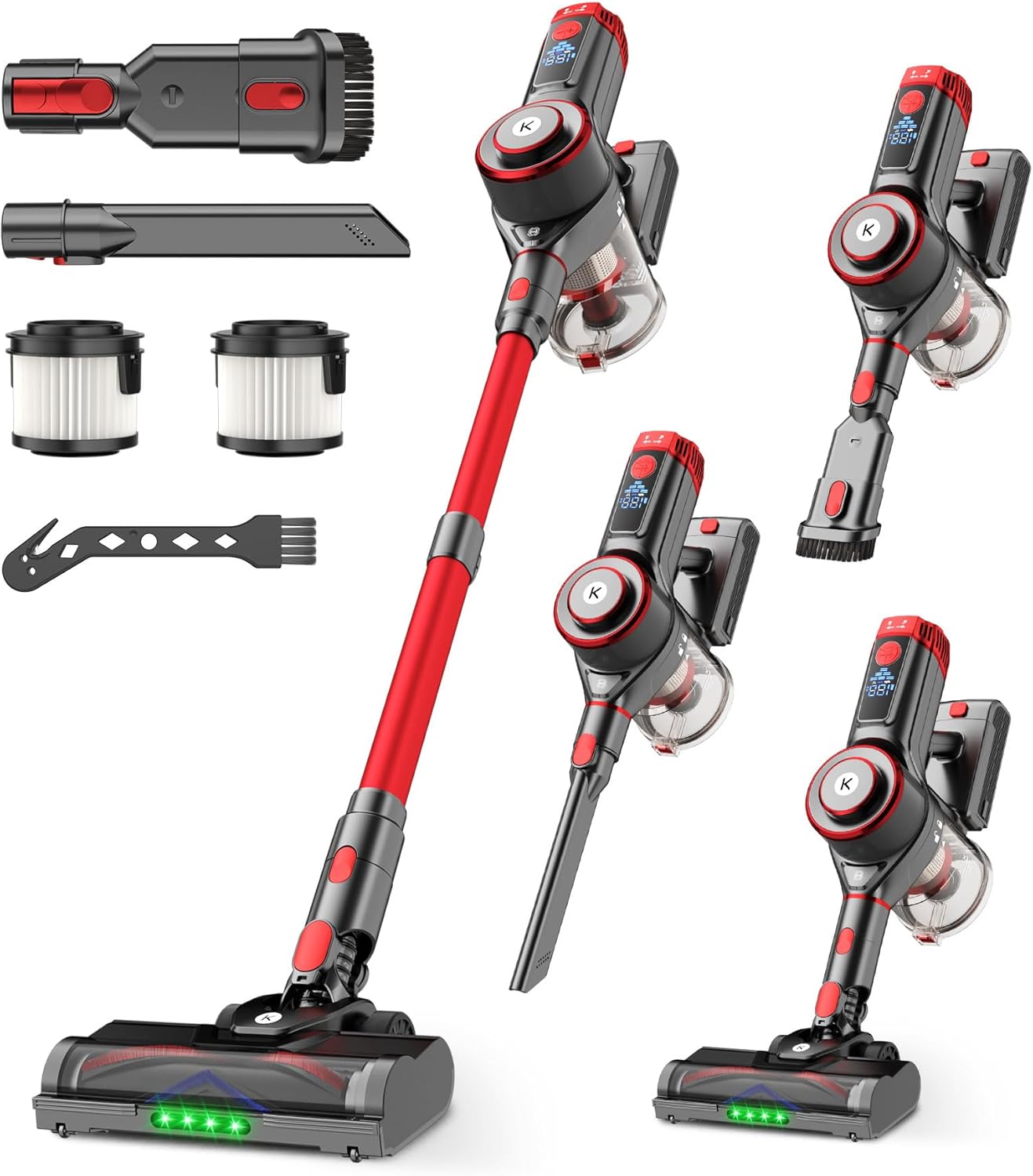 Cordless Vacuum Cleaner, 600W 50KPA Powerful Stick Vacuum with OLED Smart Display, 70Mins Runtime, Self-Standing & 1.8L Dust Cup, Vacuum Cleaners for Home/Hardwood Floor/Carpet/Pet Hair