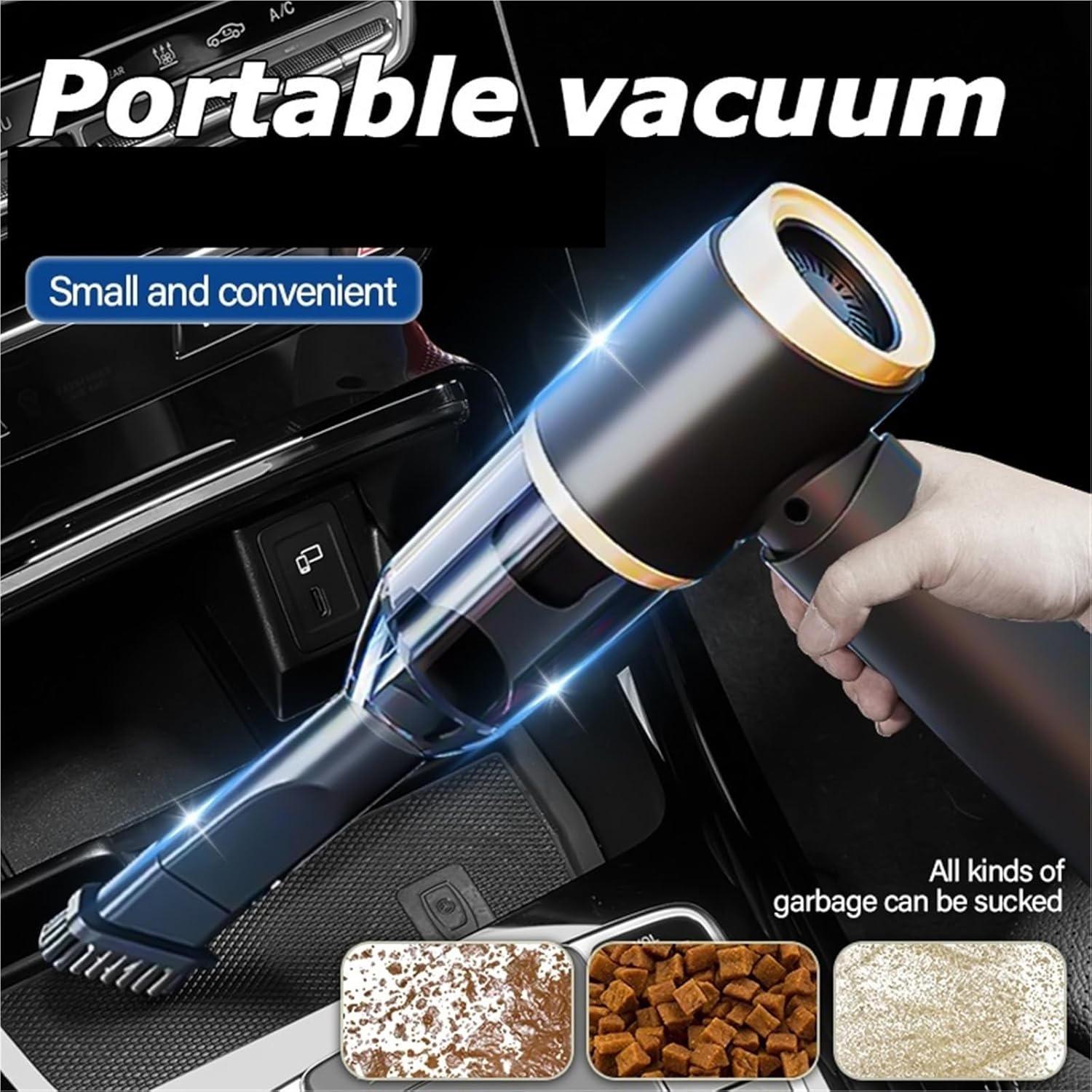 Wireless Vacuum Cleaner, Portable Multi-Function car and Home Dual-use USB Rechargeable Cordless Vacuum Cleaner(Pink)