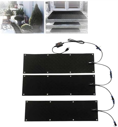 Heated Snow Melting Mats for Stairs - Ideal for Outdoor Steps, Doorways, Walkways, and Driveways with 2 in/h Melting Speed, 3 Piece-10 * 48in