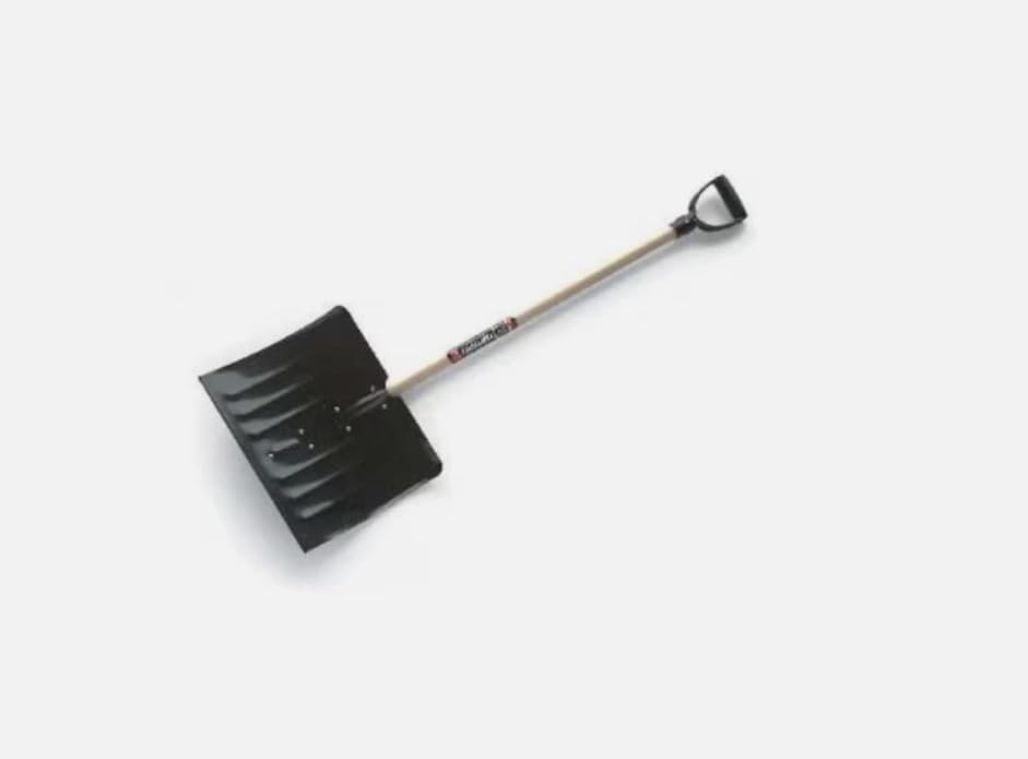 Snow Shovel, 18 in W X Steel Blade, 37 in L Wood Handle, 1640700