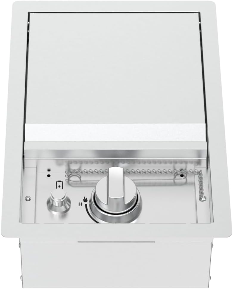Spire Stainless Steel Built-in Side Burner with Lid, 12000BTUs, Outdoor Propane Grill & Cooking, Convertible to Natural Gas, Perfect for Custom Kitchen Islands, 760-0023B