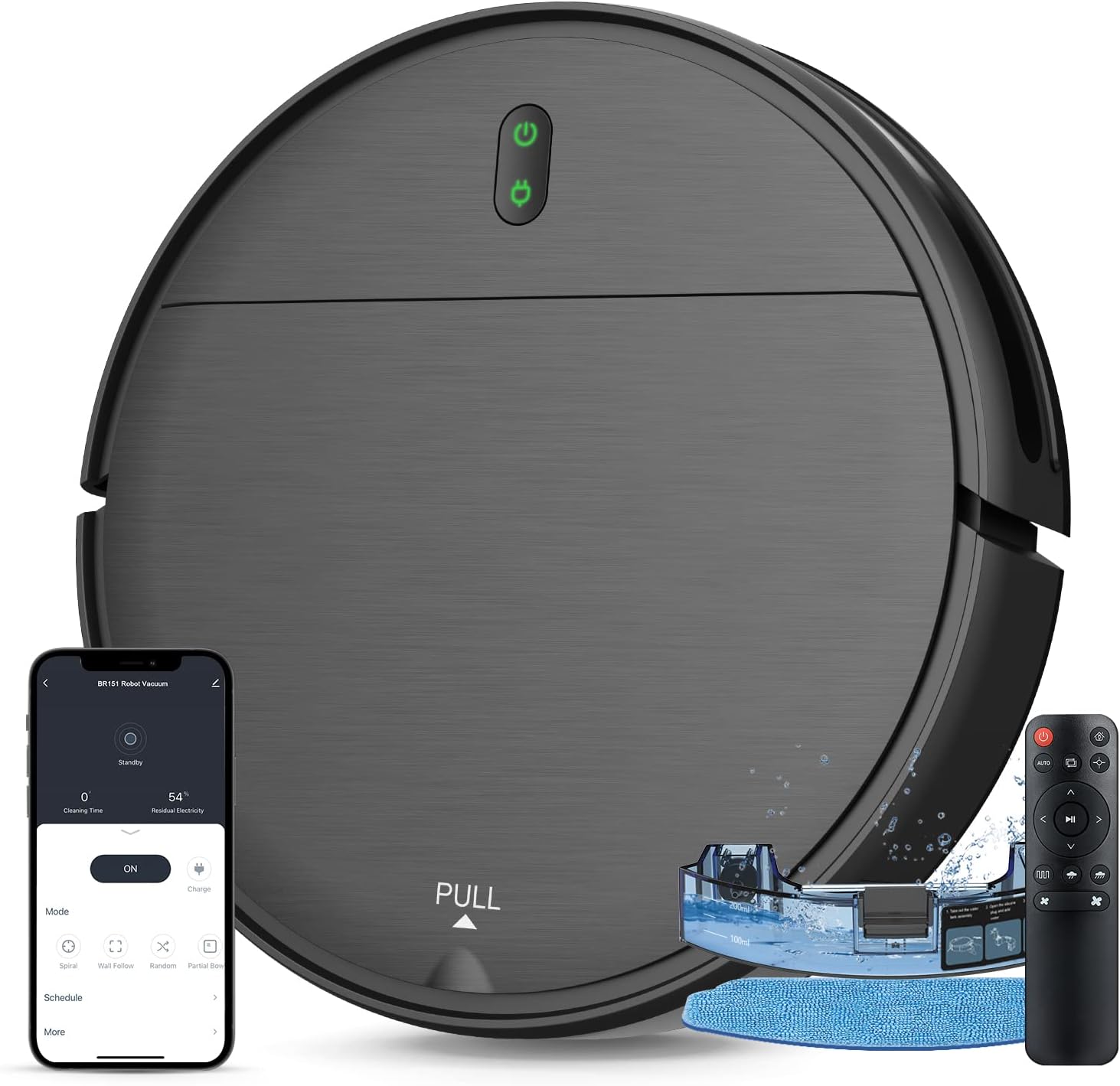 MAMNV Robot Vacuum and Mop Combo, 2 in 1 Mopping Robot Vacuum with Watertank and Dustbin, Robotic Vacuum Cleaner with Schedule, WiFi/App, Self-Charging, Slim, Ideal for Hard Floor, Pet Hair, Carpet