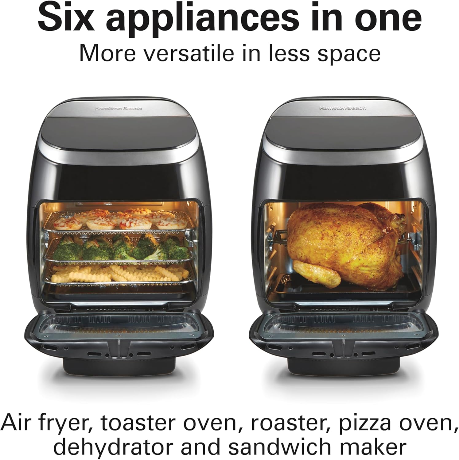 Hamilton Beach 11.6 QT Digital Air Fryer Oven with Rotisserie, 8 Pre-Set Functions including Dehydrator, Roaster & Toaster, 1700W, Black (35073)