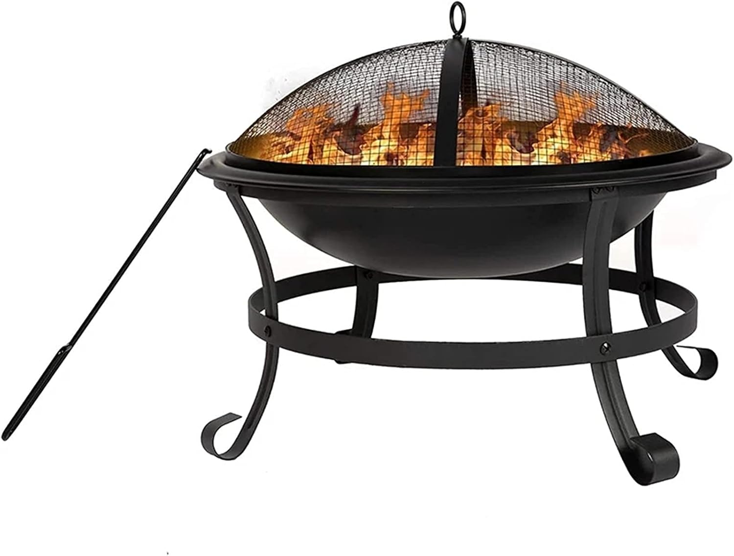 Outdoor Brazier Outdoor Wood Burning BBQ Grill Firepit Bowl Mesh Cover Patio Steel Fire Pit Bonfire for Garden Activities Camping