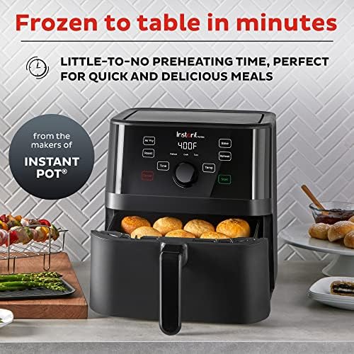 Instant Pot Vortex 5.7QT Air Fryer With Accessories, Custom Smart Cooking Programs, 4-in-1 Functions that Crisps, Roasts, Bakes and Reheats, 100+ In-App Recipes, from the Makers of Instant Pot, Black