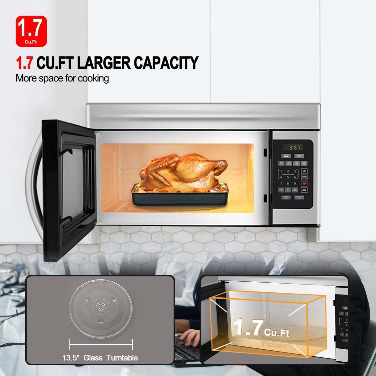 GASLAND 30 Inch Over the Stove Microwave, 1.7 Cu.ft. Over Range Microwave with 10 Power Levels, One Touch Cooking, 300 CFM,1000W, LED, Turntable, Sensor Cook, Above Stove Microwave, Stainless Steel