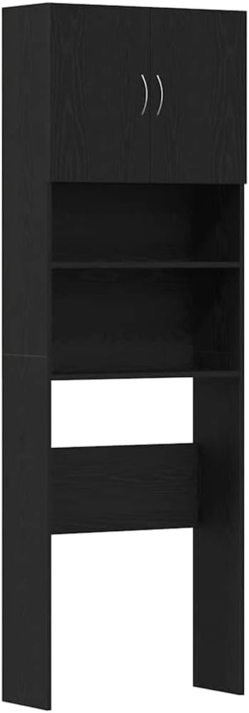 Washing Machine Cabinet Black Oak 25.2x9.4x74.8 Engineered Wood,Household Appliance Accessories,Laundry Appliance Accessories,Washer & Dryer Accessories,859128