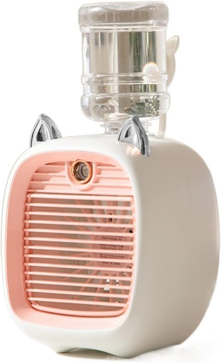 Humidifiers for Bedroom 1200/2400mAh Air Conditioner Portable Camping Fan Rechargeable Spray Cooling Cute Air Humidifier Fan Outdoor Home Humidifier for Home (Color : 2400mAh Pink)