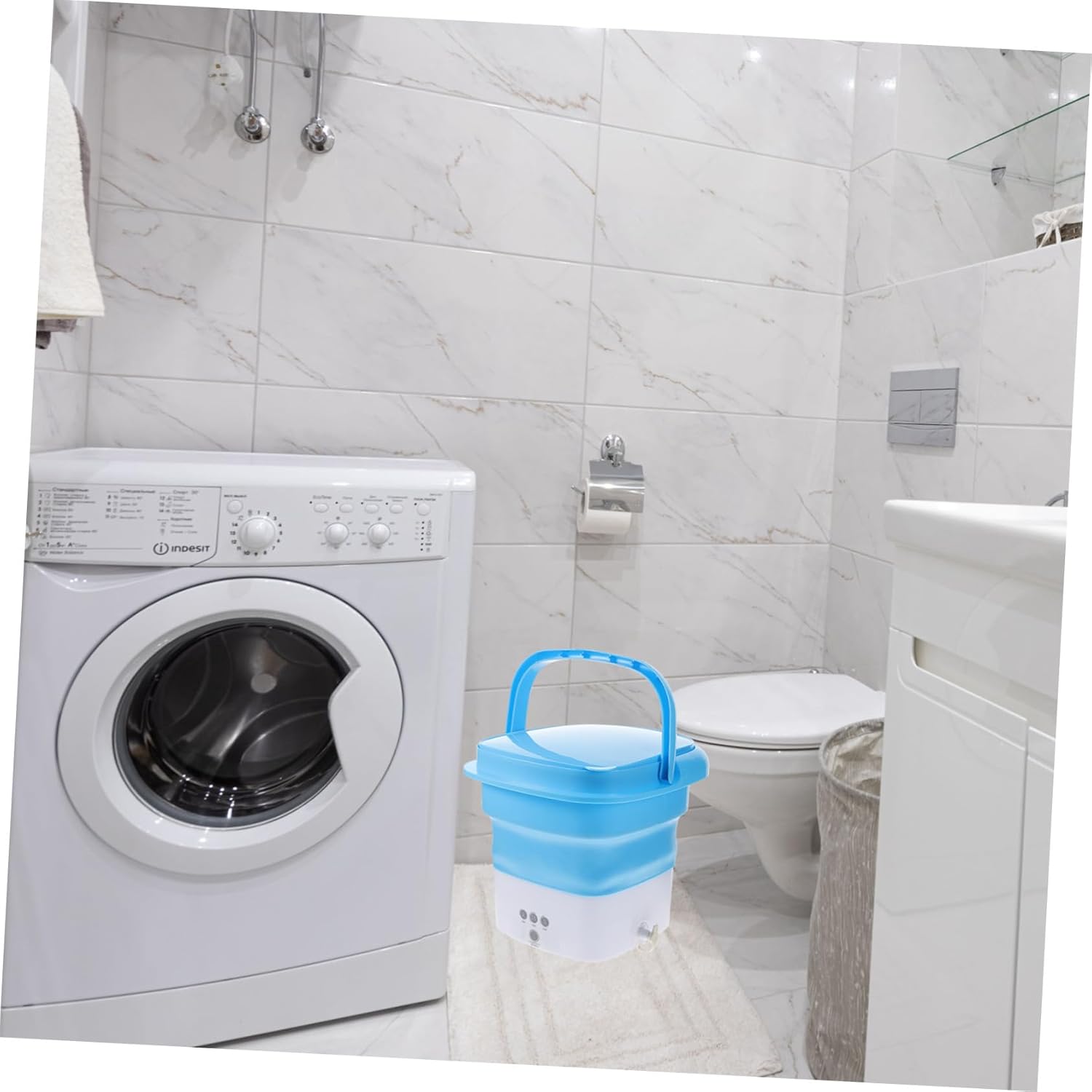 HOMSFOU Mini Washing Machine Portable Apartment Washer Folding Laundry Machine for Travel Easy to Drain Hand