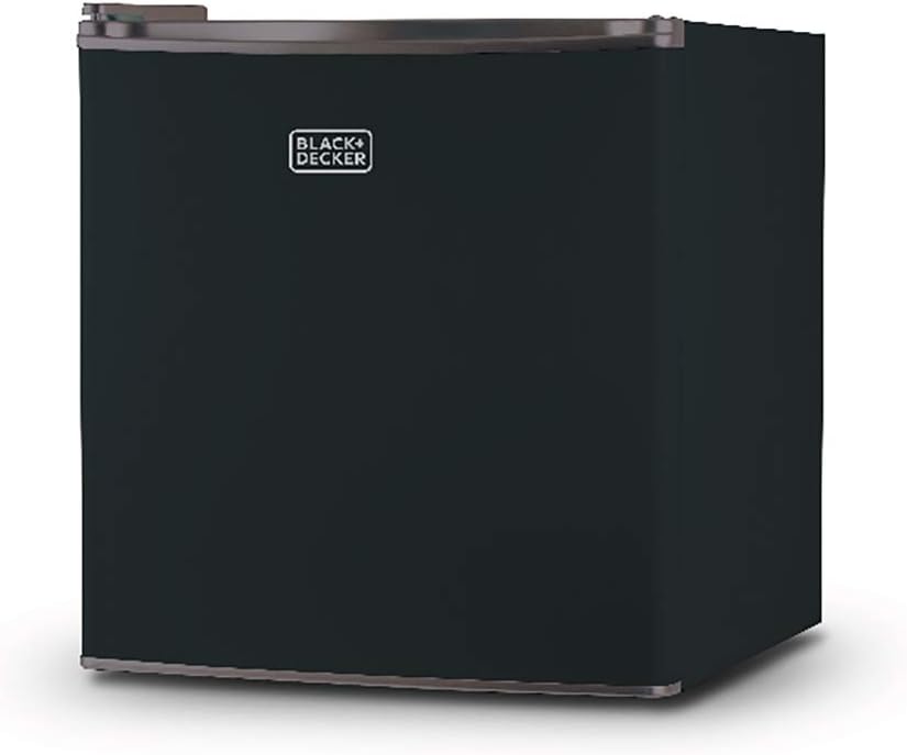 BLACK+DECKER BCRK17B Compact Refrigerator Energy Star Single Door Mini Fridge with Freezer, 1.7 Cubic Feet, Black & Digital Microwave Oven with Turntable Push-Button Door, Child Safety Lock