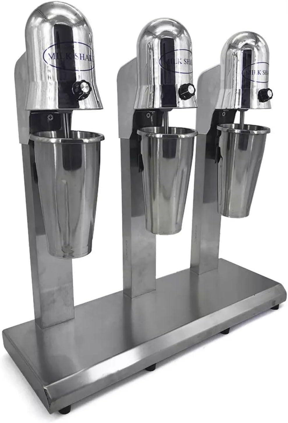 3Head Electric Milk Shake Machine Milkshake Mixer Ice Cream Drink Milk Shake Machine Commercial Stainless Steel Bar Electric Blender Tea Mix With 3 X 800Ml Cup For Milk Tea Store (Silver)