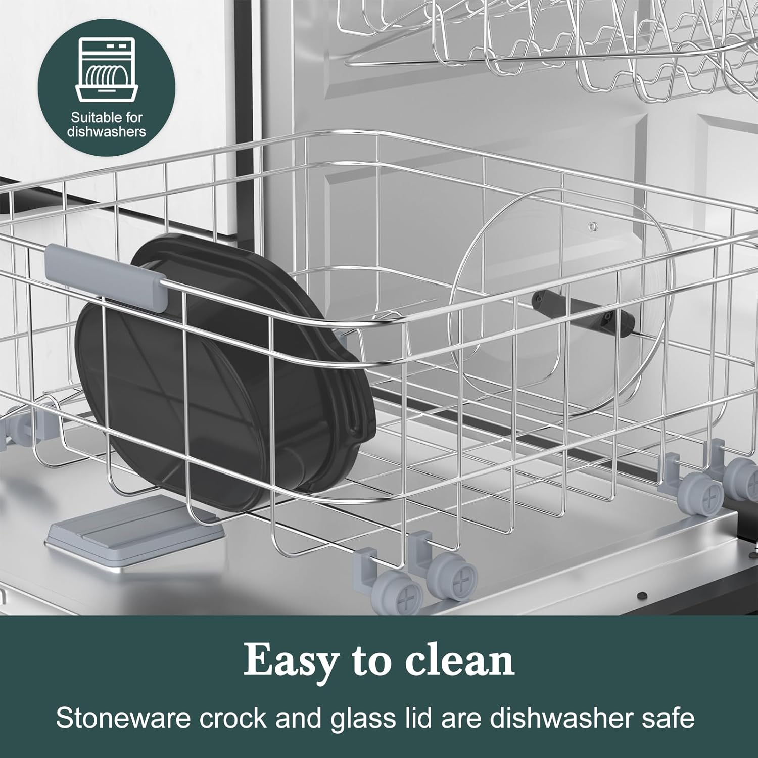 MAGNIFIQUE 6 Quart Programmable Slow Cooker Removable Healthy Nonstick Pot - Small Kitchen Appliance for Family Dinners - Serves 6+ People - Heat Settings: Keep Warm Olive