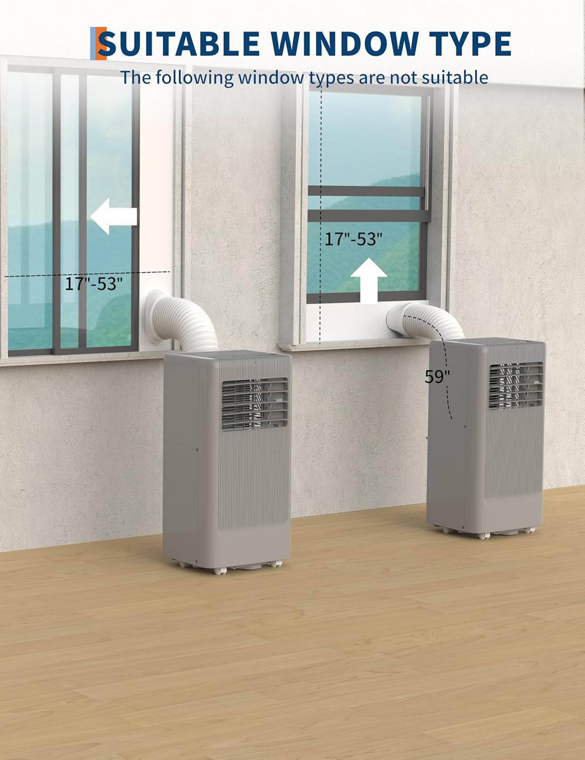 8,000 BTU Portable Air Conditioner, 3-in-1 Portable AC Units for Rooms with Cool/Dry/Fan Modes, Fast Cooling Up to 350 Sq. Ft, Drainage-free Cooling, 50 dB Quiet Sleep Mode, Black&Grey Cover