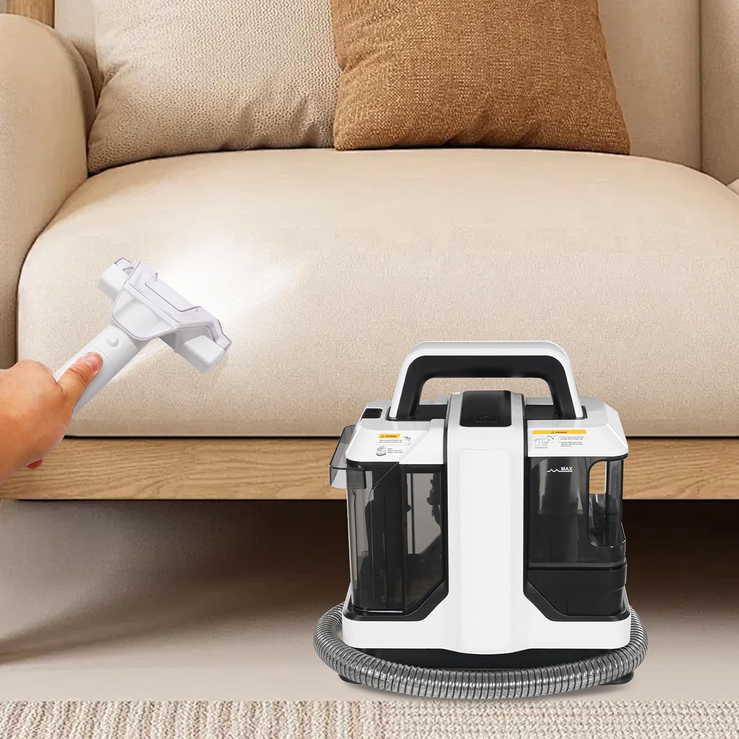 Portable Carpet Couch Deep Cleaner,Handheld Rug Cleaner,11Kpa Powerful Suction Deep Stain Cleaning Machine for Area Rugs, Carpet, Couch, Car, Pets
