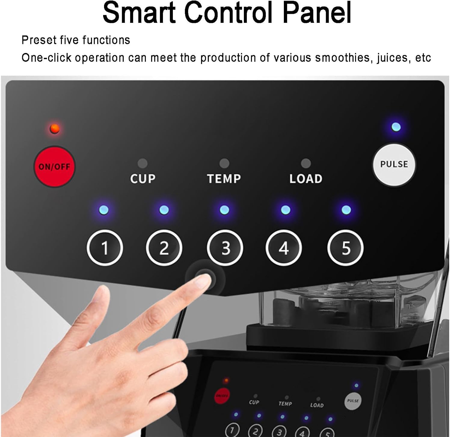 Commercial Smoothie Blender, 1.8L Professional Electric Smoothie Maker with Soundproof Cover, 2600W Countertop Blender with Smart Touch Screen, Fruit Juicer Ice Crusher, for Shakes and Smoothies