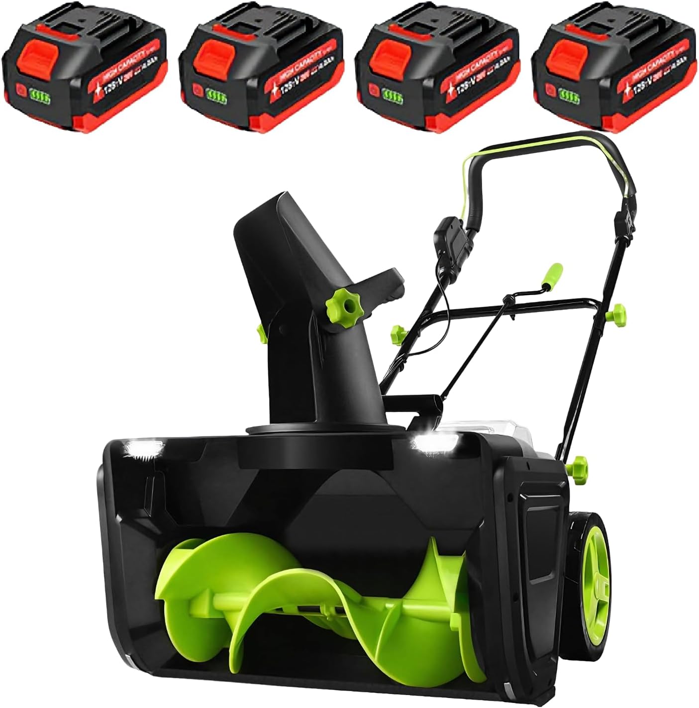 Cordless Snow Shovel, 20V*2 Battery Powered Snow Shovel, Hand-Push Electric Snow Shovel with Adjustable Handle and Steering Wheel, Perfect for patios, patios 4batteries