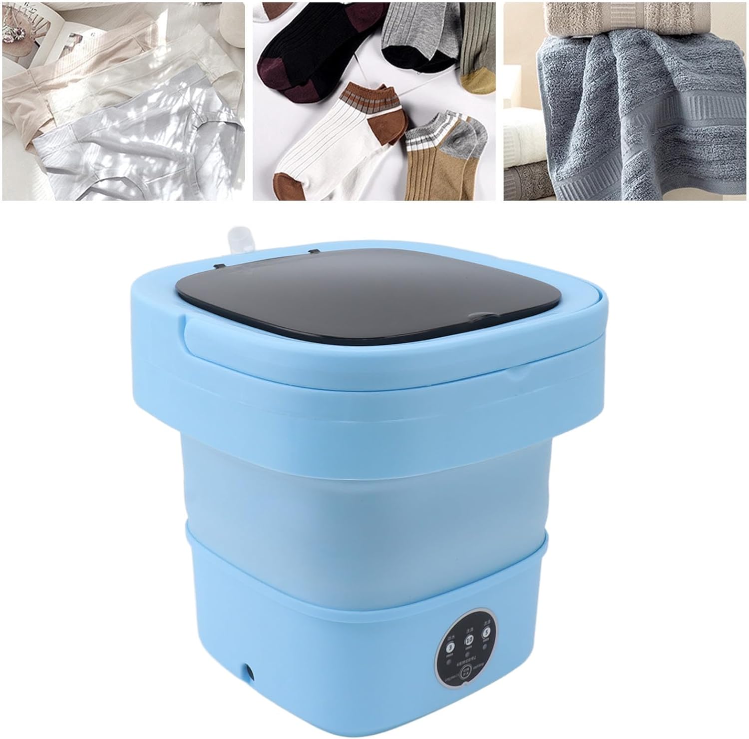 6L Foldable Washing Machine Mini Portable Washer Machine Built in Dehydrator Handle Underwear Sock Baby Clothes Personal Washing Machine For Apartment Laundry Camping RV Travel Use
