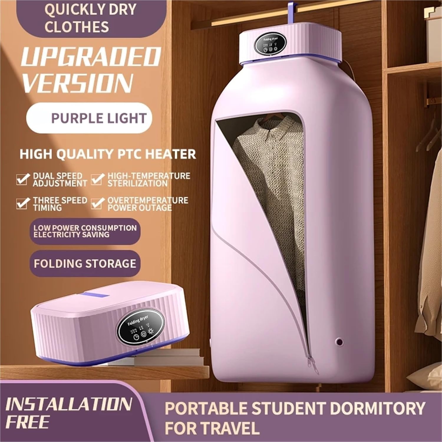 Portable Clothes Dryer for Apartment RV Travel Small Quiet Fast Drying Machine with Timer & Hassle-Free Setup clothes dryers
