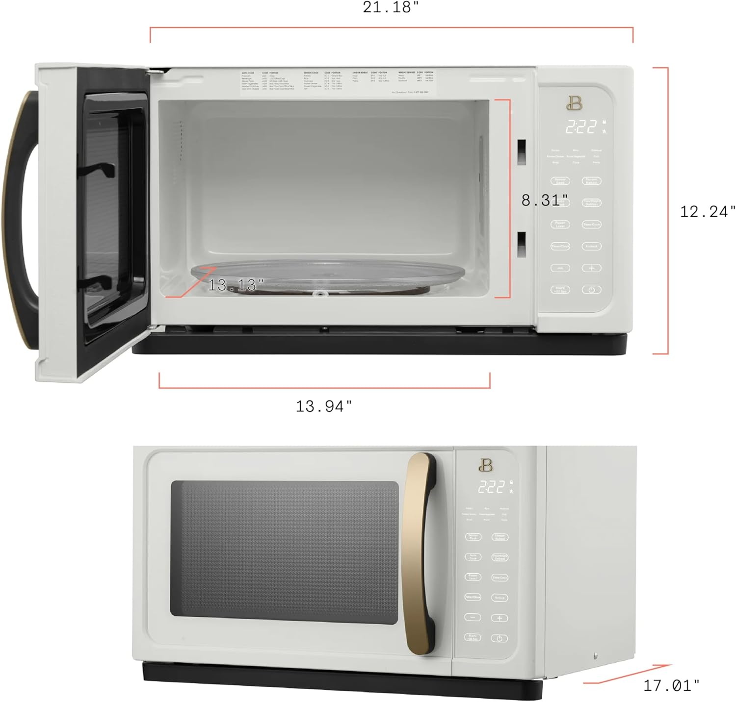 Beautiful 1.1 Cu Ft Sensor Microwave Oven, 1000W, 15 Presets, Touch Display (White Icing)