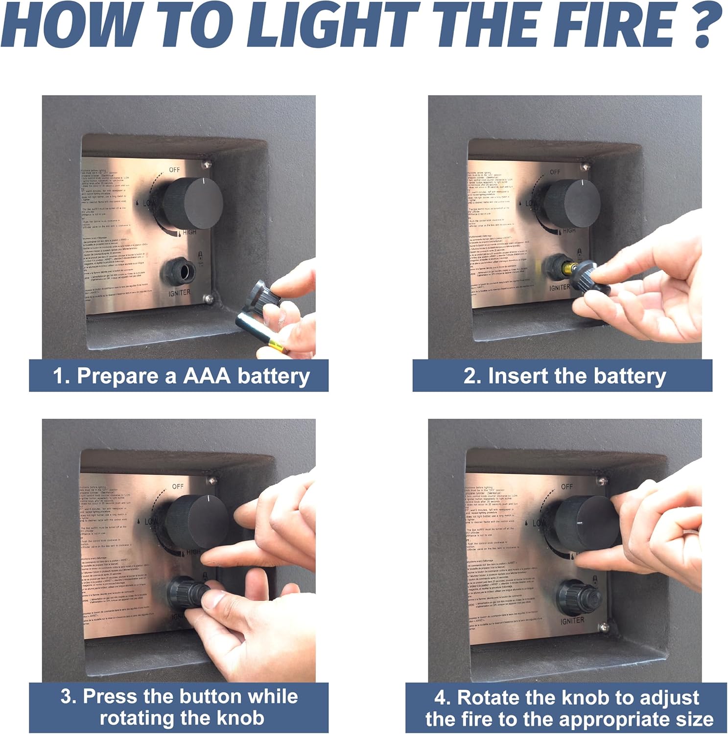 42 Inch Outdoor Concrete Propane Gas Fire Pit Bowl in Antique White Color