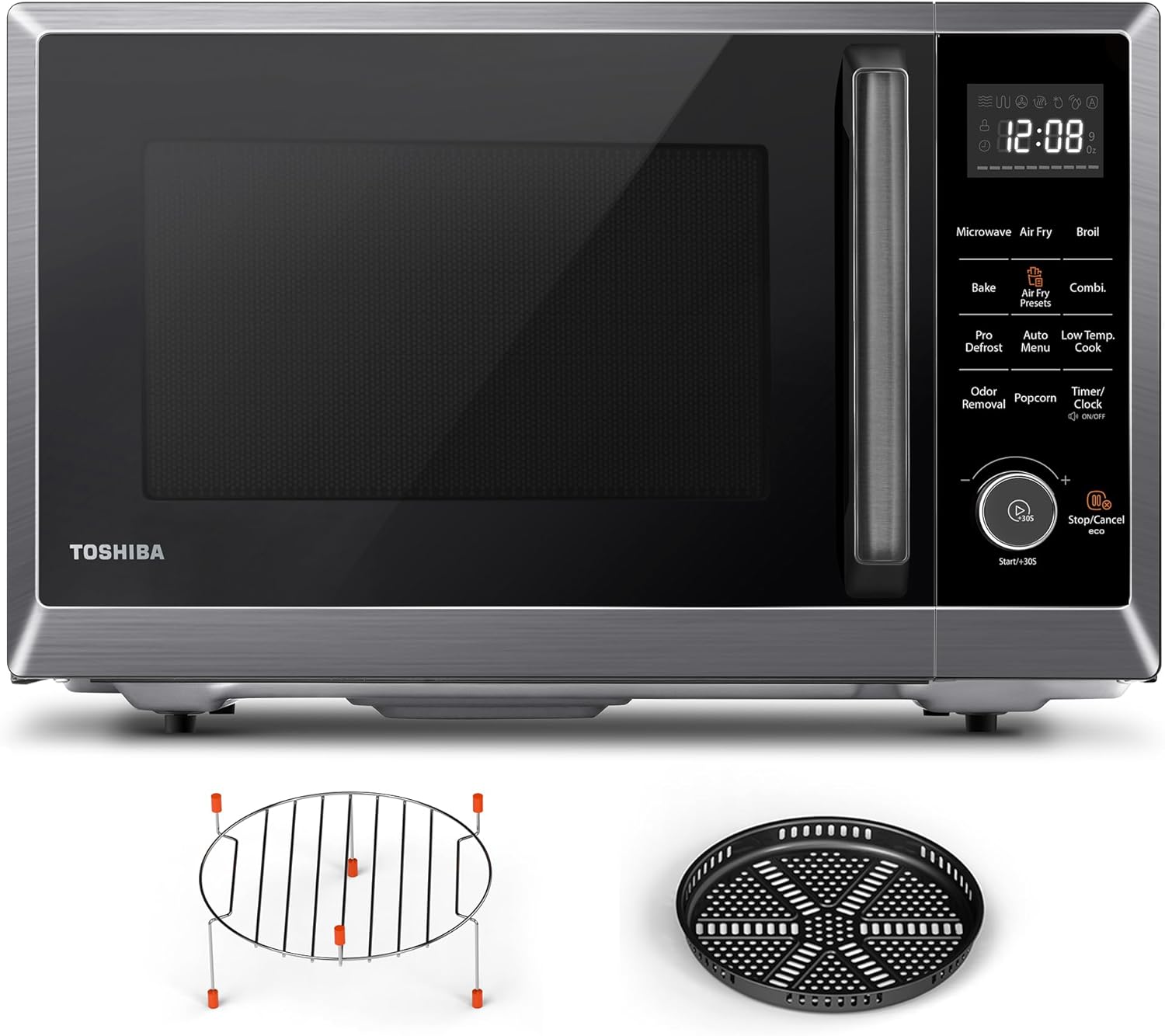 TOSHIBA Air Fryer Combo 8-in-1 Countertop Microwave Oven, with Convection, Broil, Odor Removal Mode, 12.4