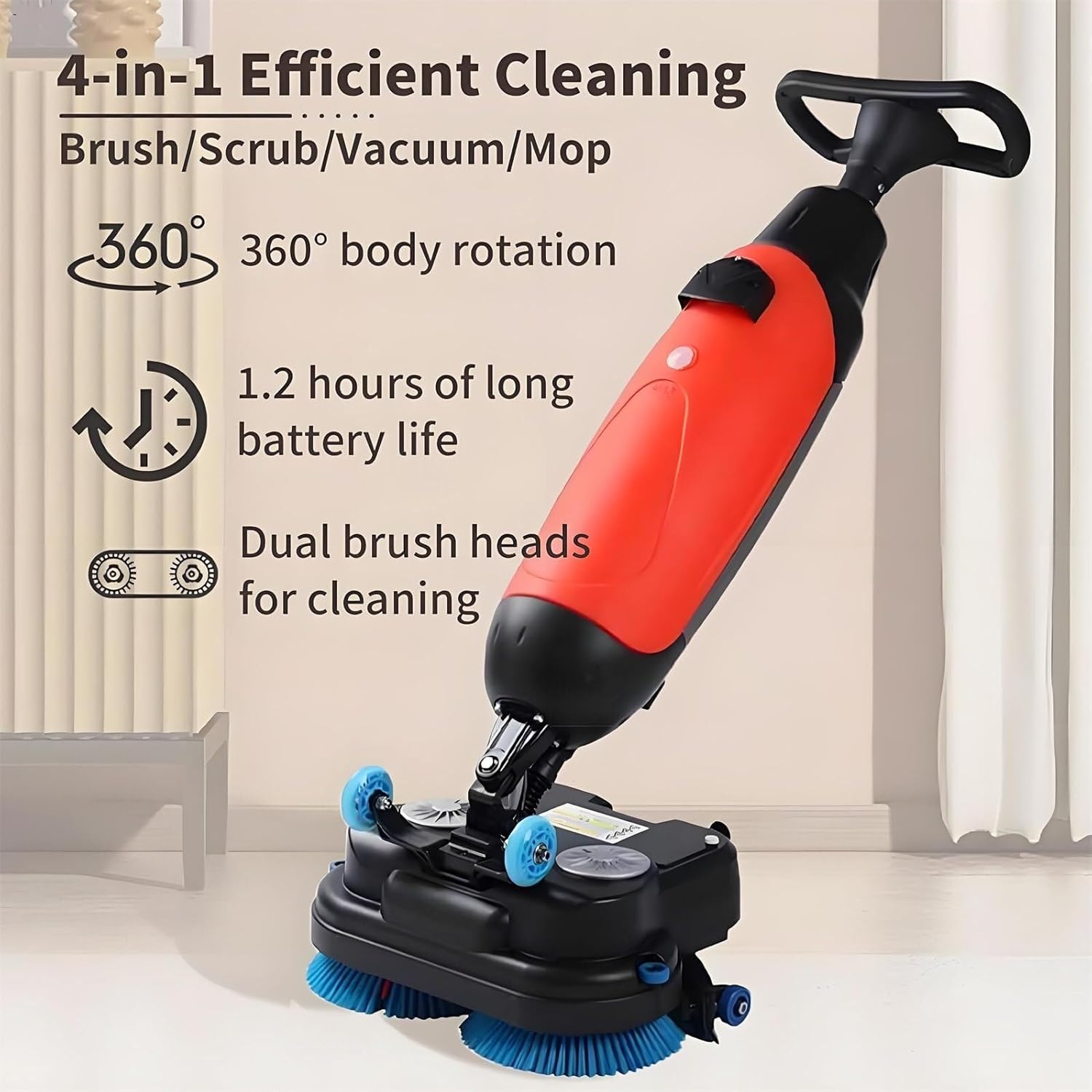 Multi-Functional Floor Buffer Polisher Machine, Commercial Washer, Dual Brush, Cordless Electric Cleaner, Efficient Cleaning For Home And Spaces(White)