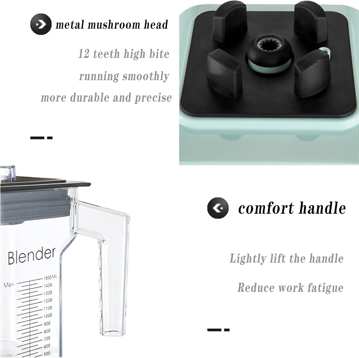 Blender, 2L Commercial Smoothie Maker with 10 Speeds and 4 Dimensional Spoiler Function, with 8 Stainless Steel Blades, 1600W Power Motor, Can Make Smoothies or Milkshakes and More