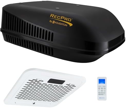 RecPro RV Air Conditioner 15K | Quiet AC | 110-120V | Heat Pump & Cooling | Easy Install | All-in-One Unit | For Camper, Fifth Wheel, Food Trucks (Ducted, Black)