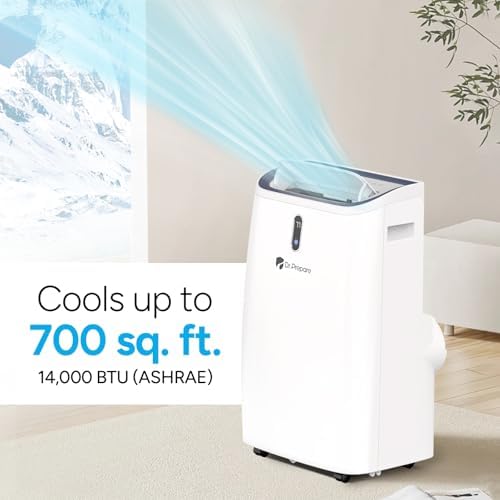 DR.PREPARE 14,000 BTU Portable Air Conditioner with WiFi Enabled, Cooling, Dehumidifier, Fan & Sleep Modes 4-in-1 Portable AC w/Remote Control & 67'' Window Kit, Cools Up To 700 sq. ft, 1-24H Timers