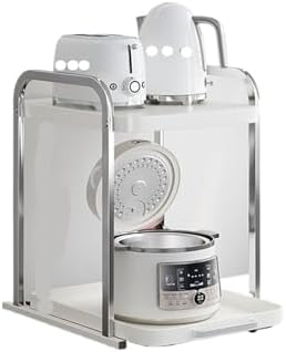 Pull-Out Microwave Oven Kitchen Shelf Free Standing Spice Storage Rack Electrical Appliances Shelves 2 Layers(Almond White 32cm)