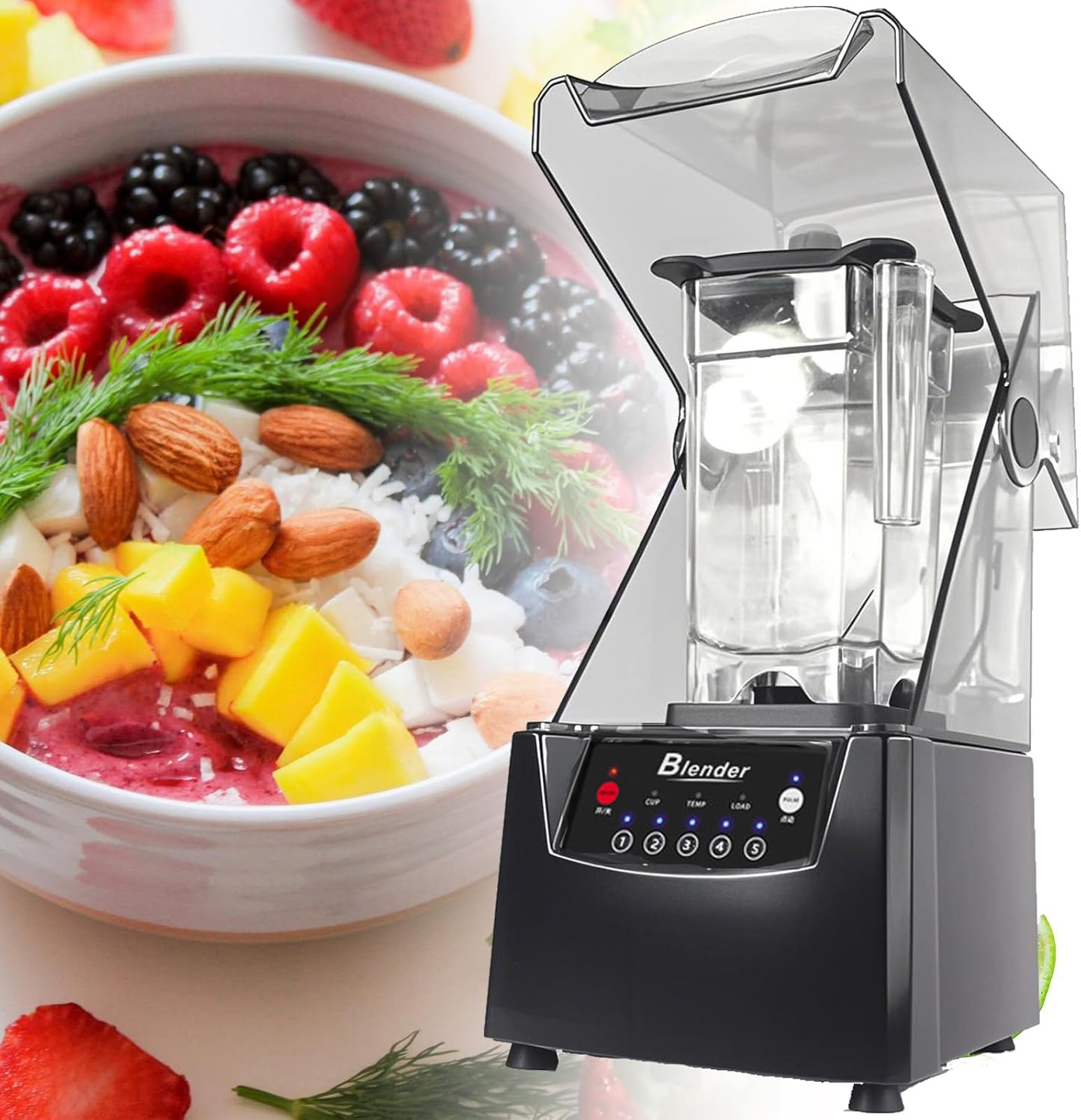 Commercial Professional Blender - Smoothies Blender with Industrial Sound Dampening, 2200w High-Torque Motor & 70 Oz Pitcher for Professional Smoothie Bars/Home Chefs