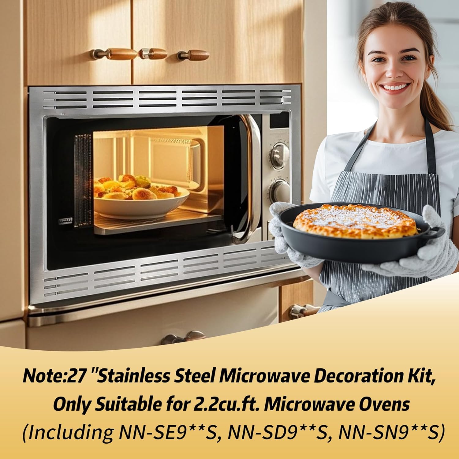 NN-TK922SS 27-inch Microwave Trim Kit, 27-Inch Stainless Steel Microwave Trim Kit - Compatible with 2.2 Cu Ft Built-in Microwaves, Trim Kit for Microwave