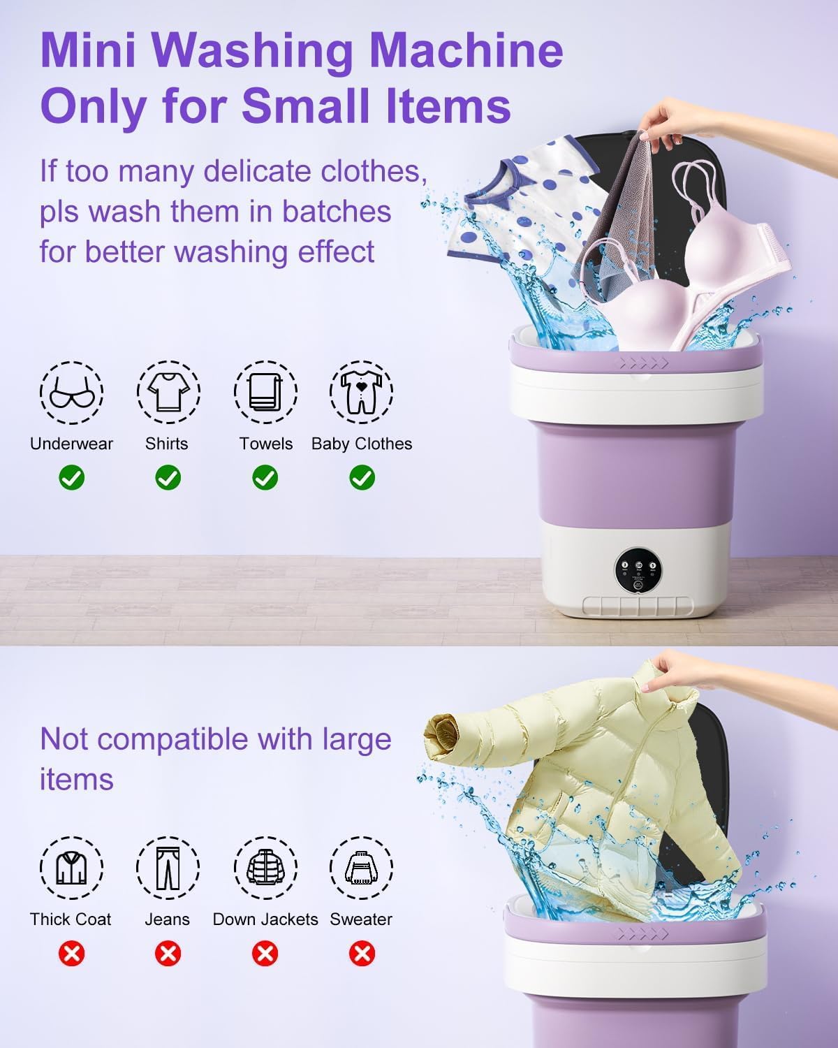 16L Portable Washing Machine, Foldable Small Washer with Spin Basket Laundry Machine, 3 Cleaning Modes Suitable for Underwear Baby Small Clothes, Foldable Design Ideal for Hotel Camping Apartment Home