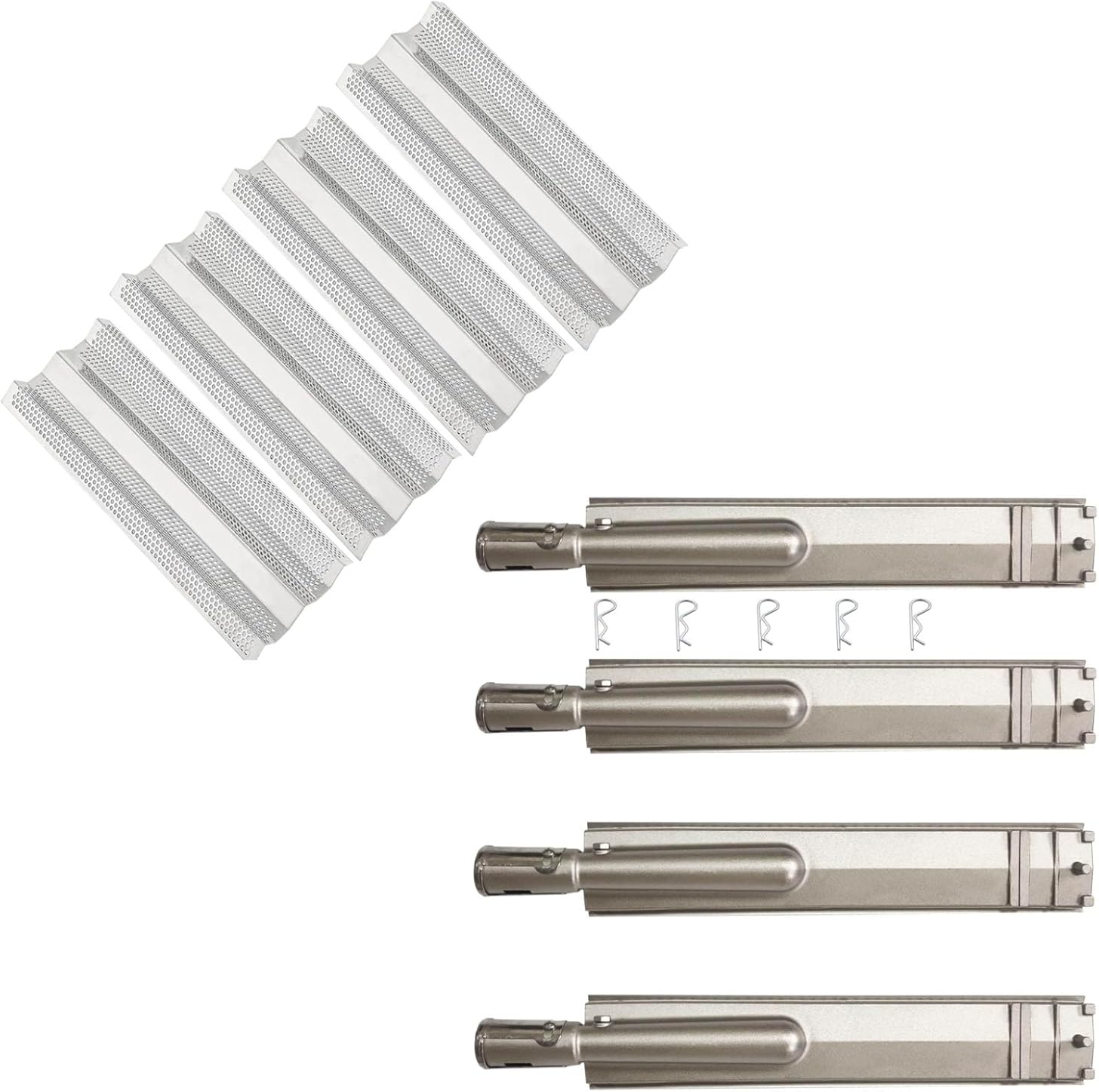 HONSIN 4 Grill Burner + 4 Flame Tamer Heate Plates Replacement Set for 4B Blaze Grills