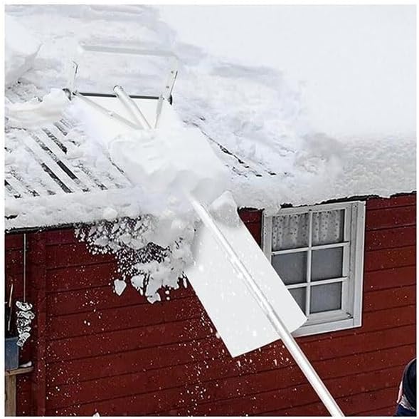 Roof Rake Snow Removal Tool, 20/30FT Adjustable Telescoping Roof Shovel with Slide Cloth,Roll Wheels, Anti-Slip Handle, Use for Ranch House, Cottage(30ft)