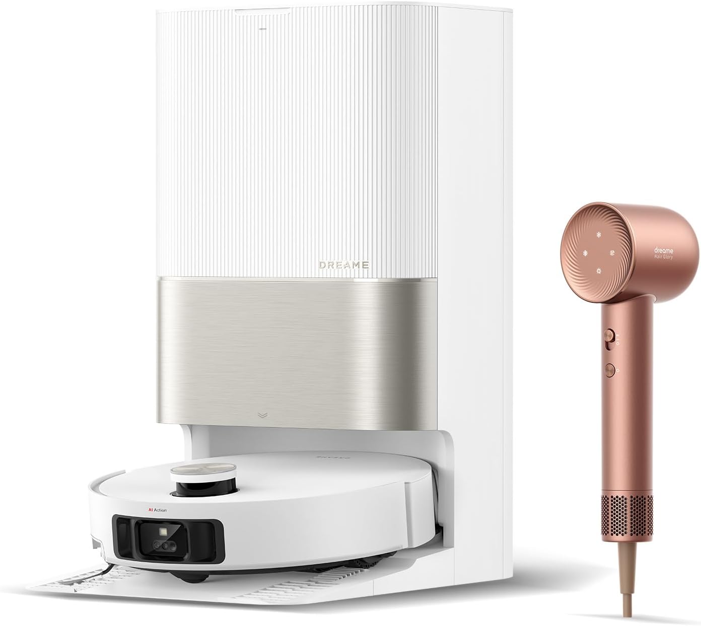 DREAME X50 Ultra White Robot Vacuum and Mop & Glory Combo High-Speed Hair Dryer