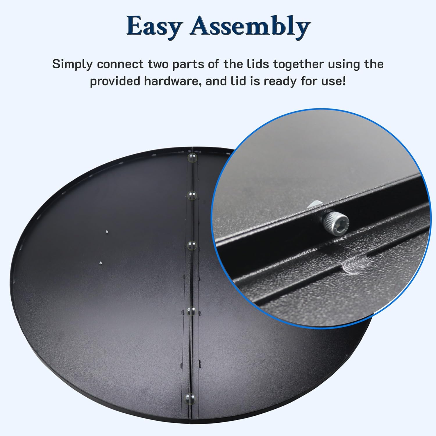 42” Round Fire Pit Lid – Heat Resistant Fire Pit Cover Lid Round for Outdoor Fireplace -16 Gauge Steel Flat Fire Pit Burner Pan Cover with Dual Wooden Handles Snuffer Lid for Patio Fire Pit Ring