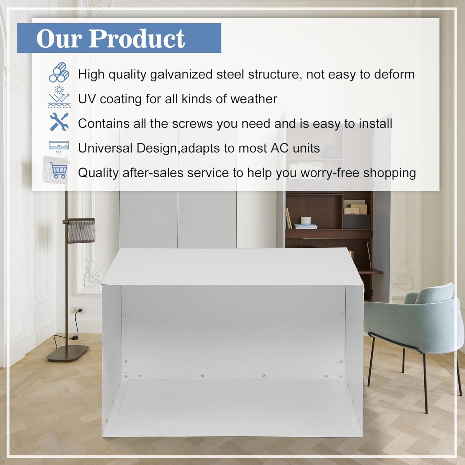 Through The Wall Air Conditioner Sleeve, 26 Inch AC Wall Sleeve, Universal Design PTAC Wall Sleeve, Sturdy Thickened Wall AC Sleeve, Wall Air Conditioner Sleeve for 26 Inch Unit