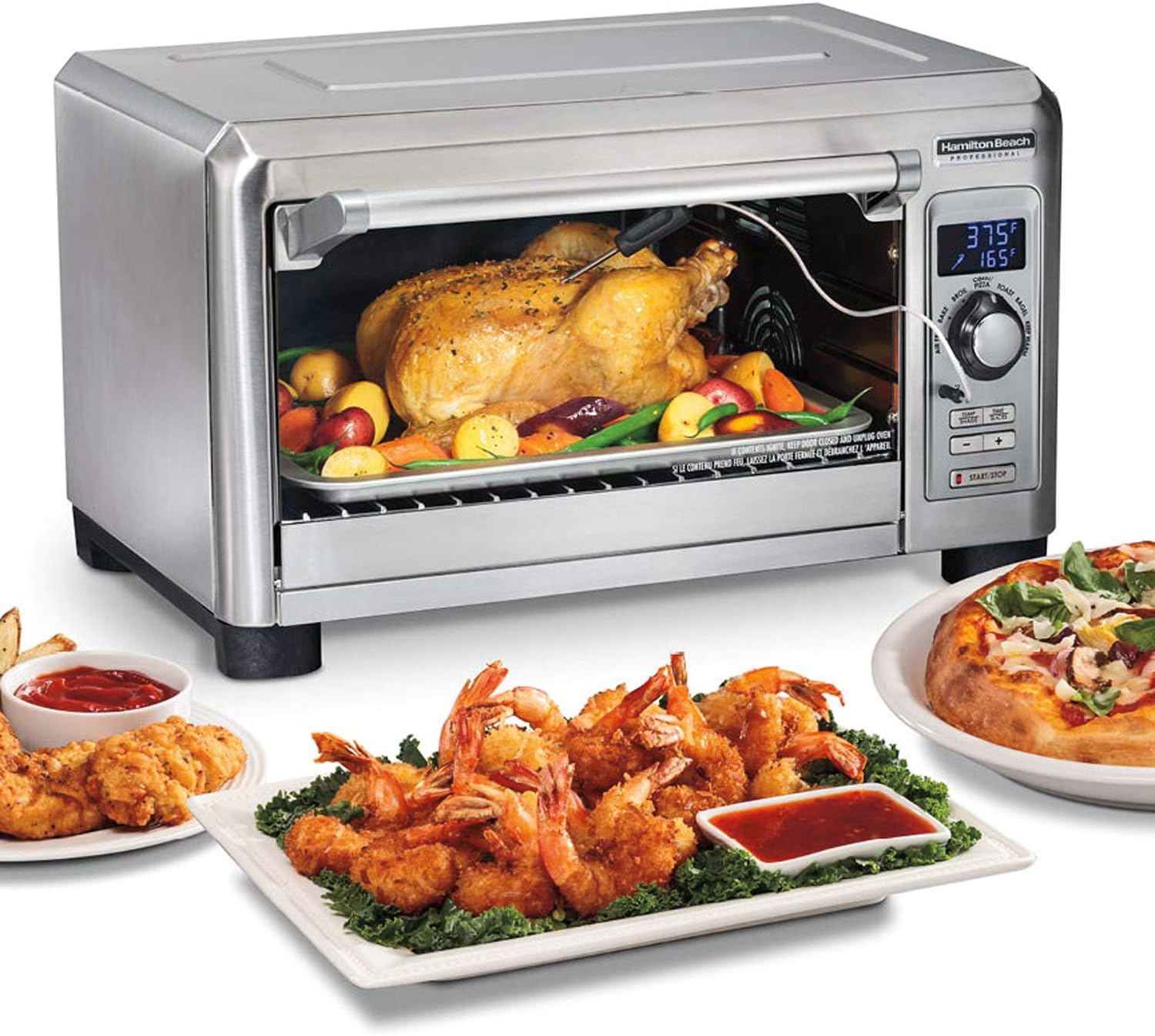 Hamilton Beach Professional Sure-Crisp Digital Toaster Oven Air Fryer Combo, 1500W, Fits 12” Pizza 6 Slice Capacity, Temperature Probe, Stainless Steel (31243)