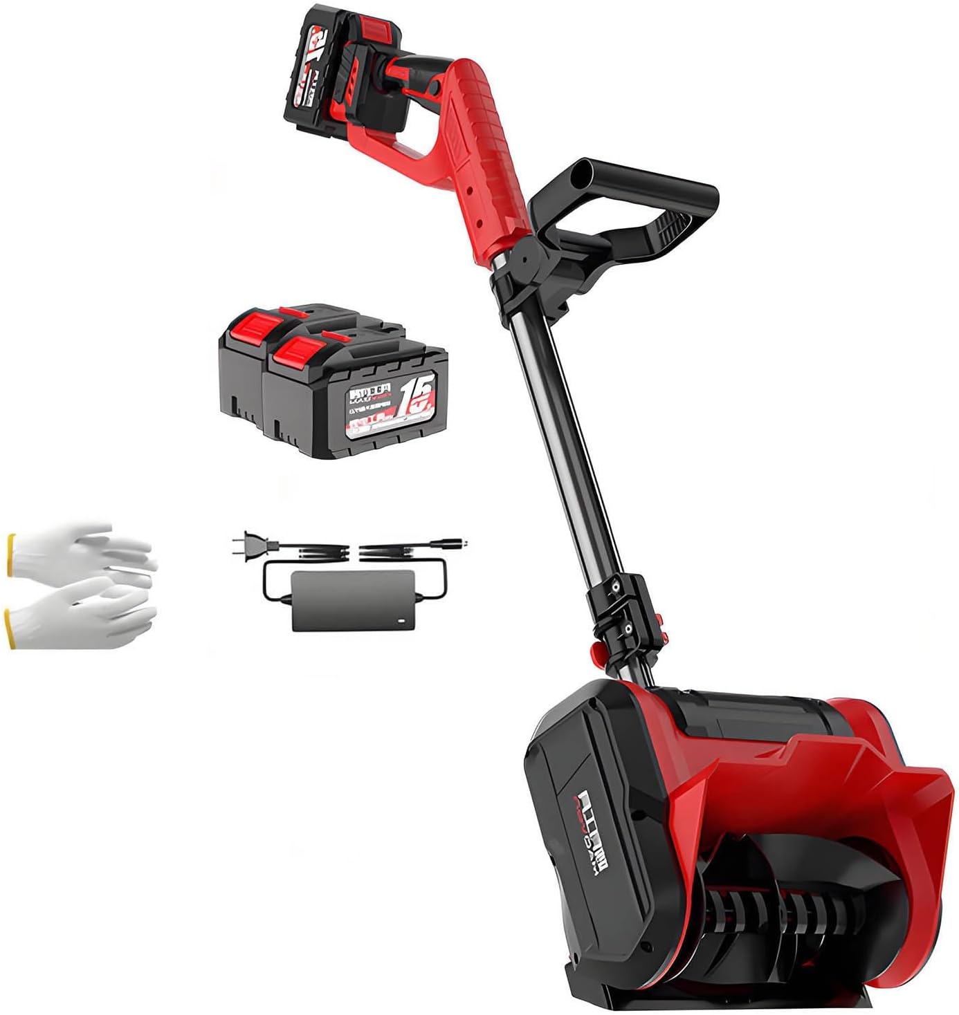 Retractable Snow Thrower, Electric Snow Shovel with Adjustable Auxiliary Handle, Double Safety Switch, Perfect for Steps, Porch, Decks or Walkways(Two Batteries)