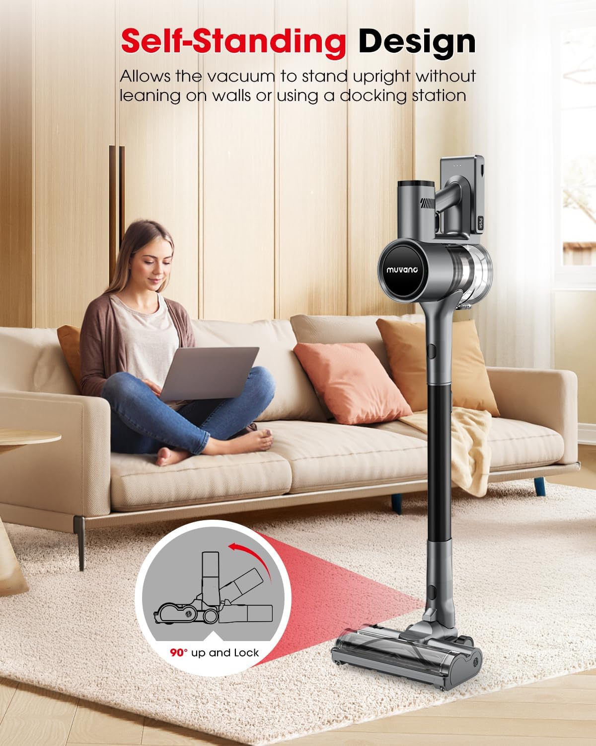 Cordless Vacuum Cleaners for Home, Up to 55 Minutes, Powerful Suction, Tangle-Resistant, Lightweight, Rechargeable Stick Vac with Wall Mount for Carpet, Tile, Pet Hair, Hardwood Floors