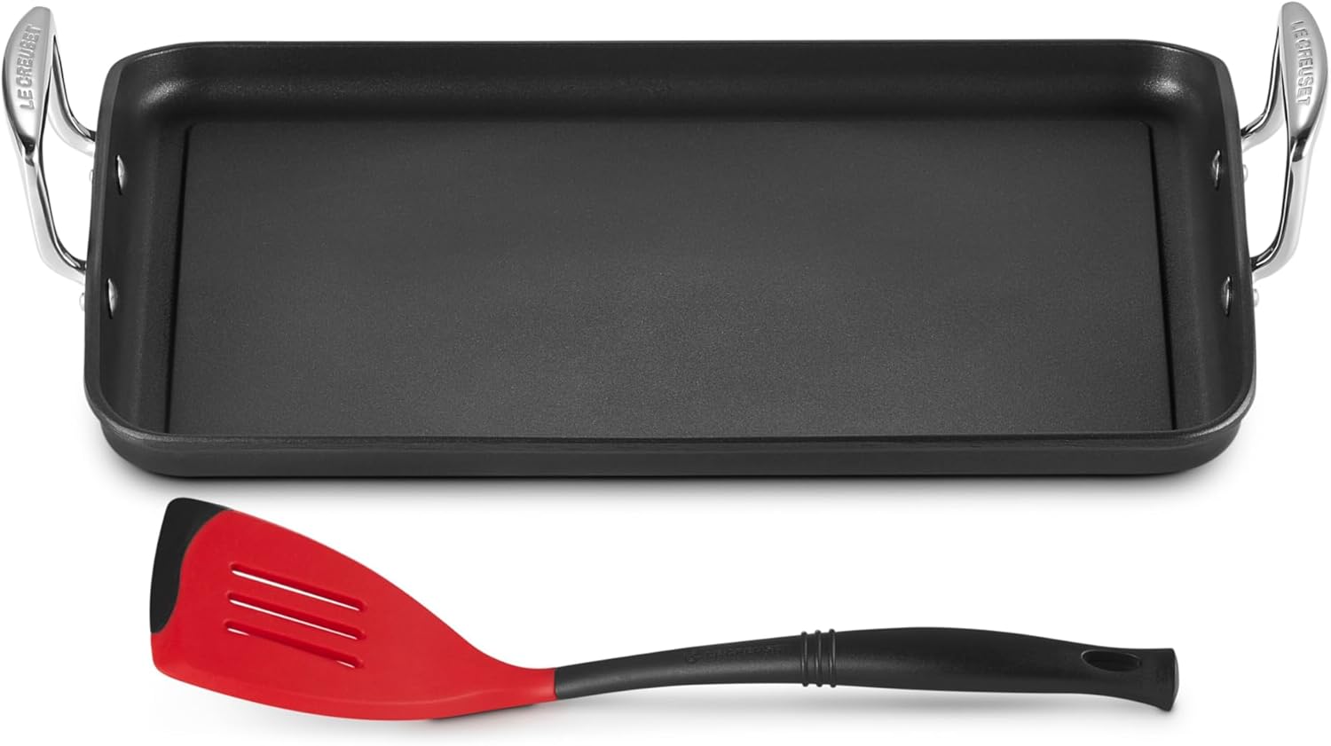 Le Creuset Toughened Nonstick PRO Griddle with Bi Material Slotted Turner, 14