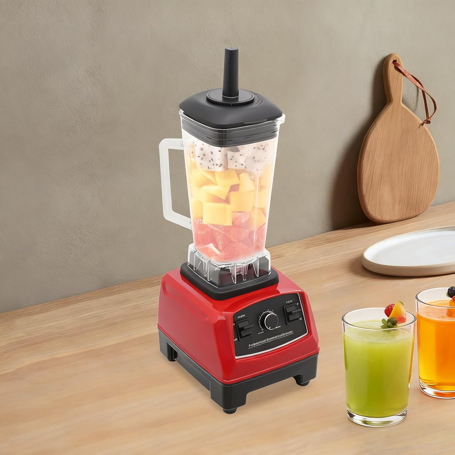 2200W Professional Countertop Blender, High Speed Commercial Smoothie Blender for Shakes, 68oz Heavy Duty Countertop Blender with 6 Blades, Ice Crusher & Pulse Control (Red)