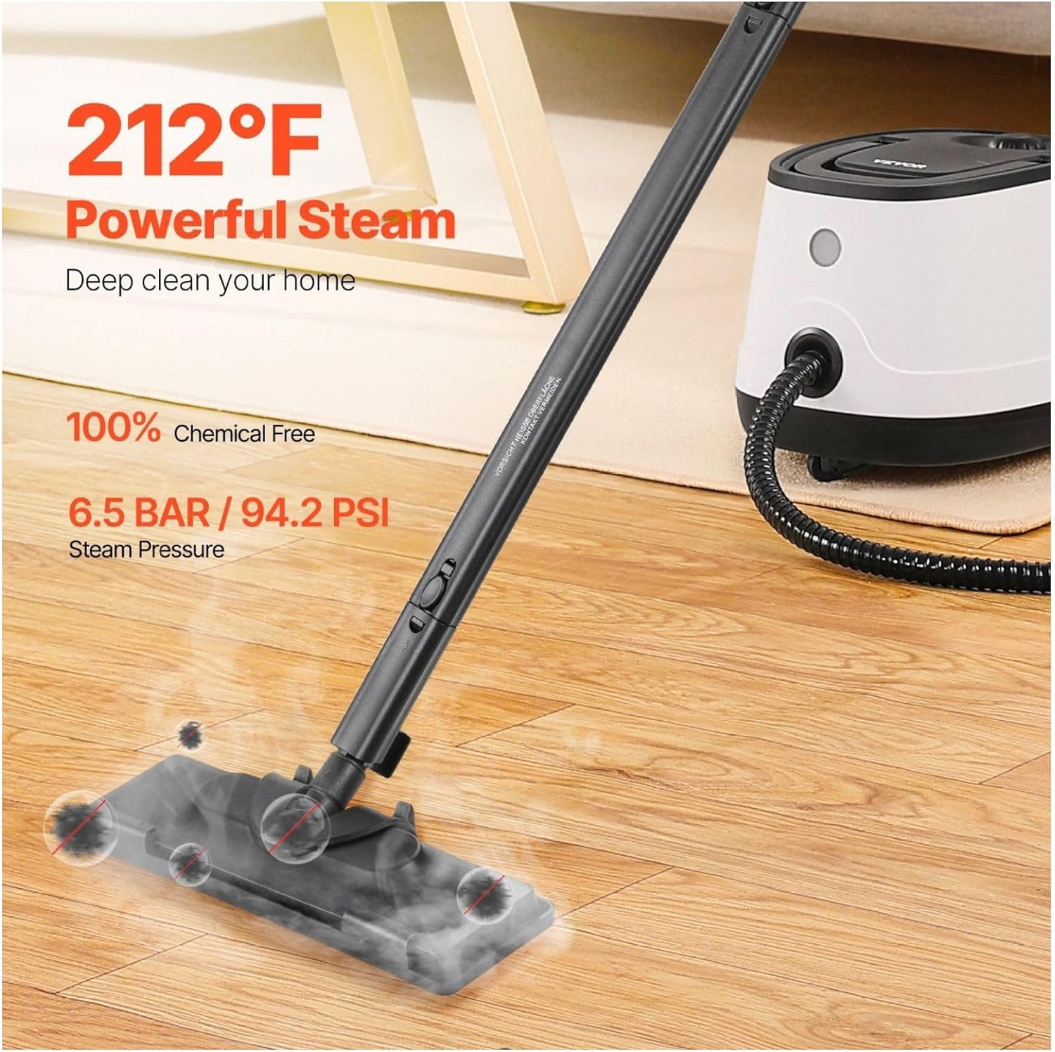 Steam Cleaner, Multipurpose 51oz Steamer with 27 Accessories, Powerful for Grout, Tile, Floors, Kitchen, Appliances & Car Detailing - Long Cord